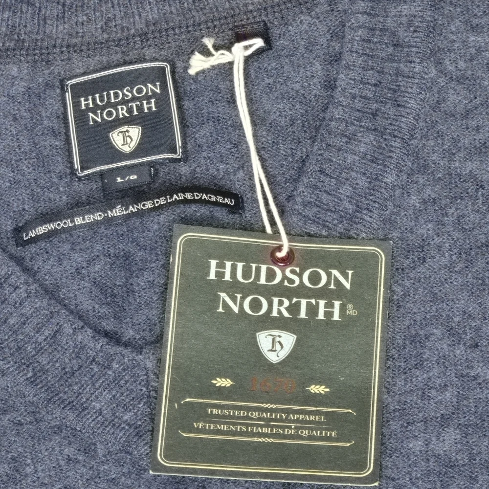 Hudson North Blue Sleeveless Sweater Vest Size L Lambswool - Picture 3 of 9